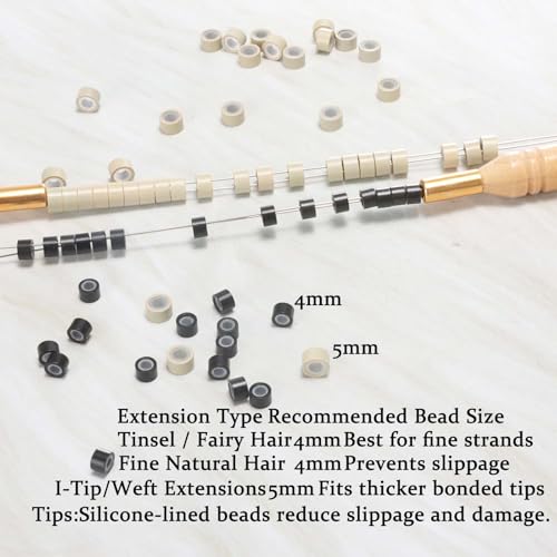 1000pcs 5mm Brown Silicone-Lined Micro Rings for Hair Extensions