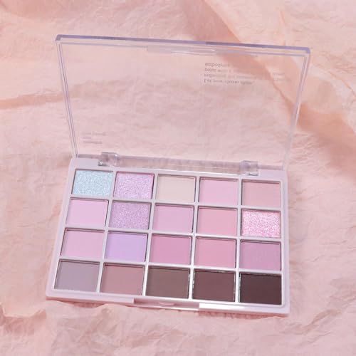 20 Nude Brown Pink Matte Shimmer Eyeshadow Palette for Eye Makeup,High Pigmented Beige Purple Tan Eye Shadow Primers Powder Palet de sombras de ojos (04# Light Lavender)