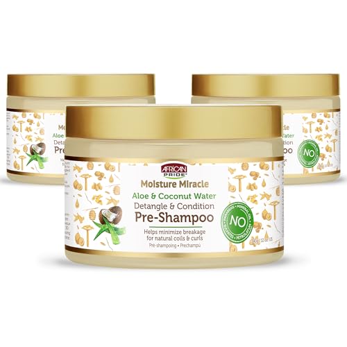 African Pride Moisture Miracle Pre-Shampoo Hair Detangler with Coconut Water & Aloe - 12 oz, Pack of 3