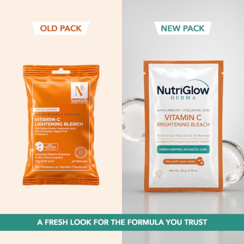 Nutriglow Vitamin C Bleach for Tan Removal & Hair Lightening 6-in-1 20g
