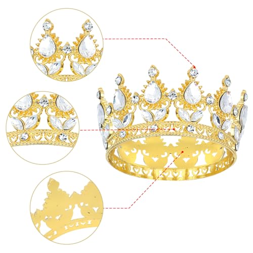 YARIEW Gold Crown Flower Tiara with Rhinestones for Weddings & Parties