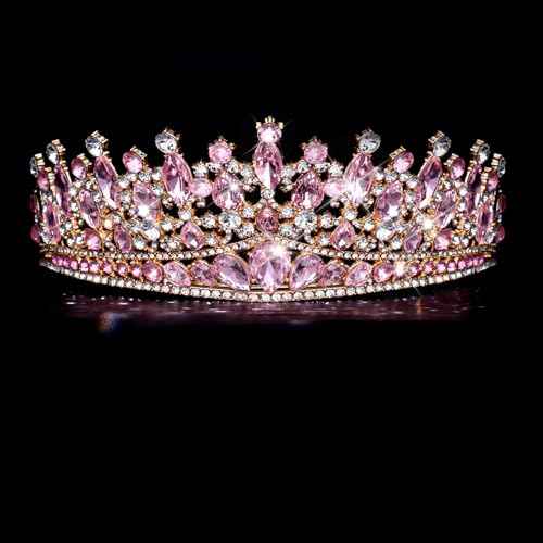 CAVETEE Birthday Crowns for Girls, Pink Tiaras and Crowns for Women and Girls Princess Crown and Tiara for Birthday Queen Parties Pageant Prom