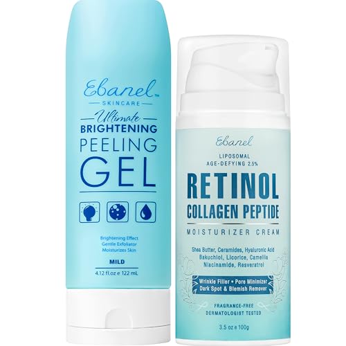Ebanel Glow & Renew Skincare Duo ? Exfoliating Face Scrub + Retinol Moisturizer ? Brightening & Anti-Aging Set for Smooth, Youthful Skin