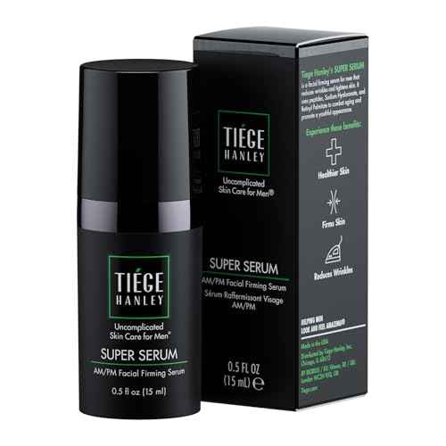 Tiege Hanley Anti Aging Face Serum for Men, Super Serum with Peptides, Retinyl Palmitate, and Sodium Hyaluronate to Firm Skin and Reduce Fine Lines, Men¡¯s Skin Care, 0.5 Fl Oz