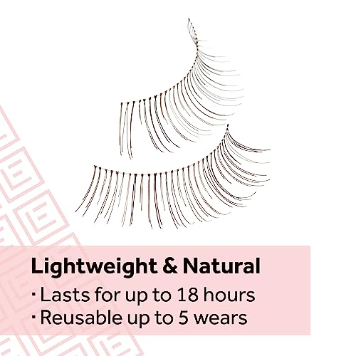 Eylure Naturals No. 020 Reusable Eyelashes, Adhesive Included, Black, 4 Pair
