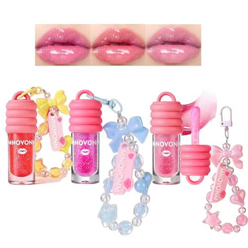 Shimmer Lip Gloss Set with Bracelet Keychain - 3 Colors