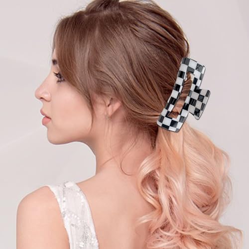 Checkered Claw Clips 6-Pack - Y2K Hair Barrettes for All Hair Types