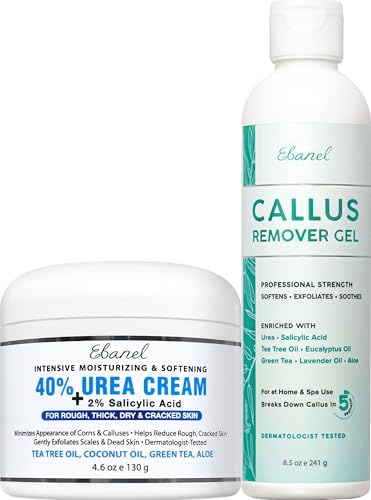 Ebanel Callus Remover Gel & 40% Urea Foot Cream Set for Dry Cracked Heels