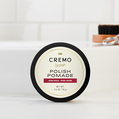 Cremo Hair Styling Shine Pomade for Men - Premium Barber Grade Shine Pomade for Hair Styling, 3.4 Oz