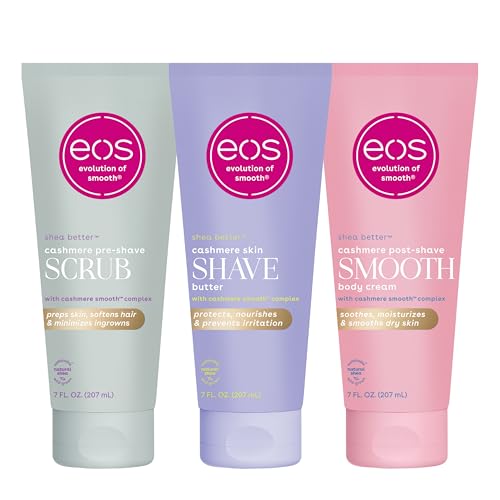 eos Vanilla Cashmere Skin Collection 3-Step Bundle - Pre-Shave Scrub,