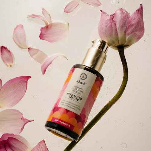 khadi PINK LOTUS BEAUTY Ayurvedic Hydrating Body Oil - Balancing & moisturizing sensual oil - 100% plant-based & natural - 3.38 fl oz