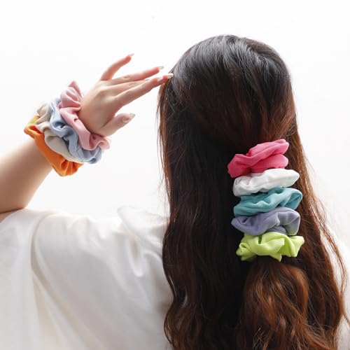 Artilady Silk Hair Scrunchies - 12 Pack Large Pleated Slip Silk Scrunchies for Women Elastic and Soft Cute Hair Ties No Damage Girls Hair Accessories Ponytail Holders Christmas Birthdays Gifts