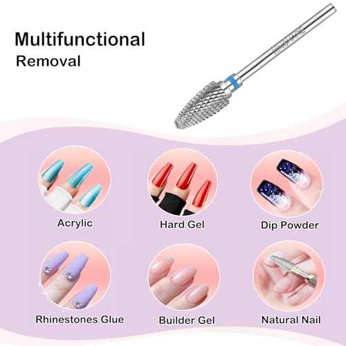 Nail Drill Bits 3/32" Carbide Professional Safety Tungsten Nail File Cone Drill Bit for Acrylic Nail Gel Cuticle cleaner Manicure Pedicure Nail Polishing, Beginner Salon, Medium