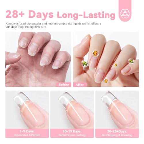 SAVILAND Clear Dip Powder Nail Starter Kit with Liquid Set (60g / 2.1oz)