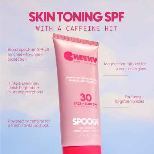 Cheeky Mineral All-Screen - SPF 30 Shimmer Body Sunscreen with Caffeine - Dermatologist Developed & Reef Safe Skincare with Glowy Finish for Beach & Festivals (3.4oz)