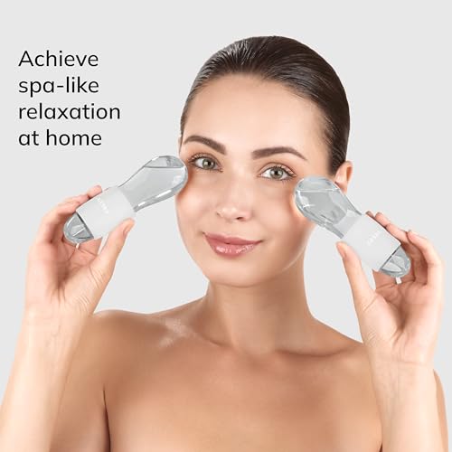 GESKE SmartAppGuided¢â Cool & Warm Duo Eye Massager | 7 in 1 | Time-saving Dual Massager | For Eyes & Face | Battery-free Cooling & Warming | Firms, Relaxes & De-Puffs Skin