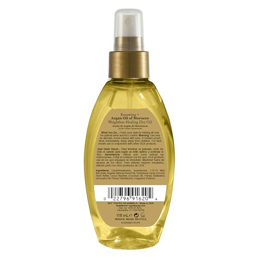OGX Argan Oil Dry Oil Spray for Frizz & Split Ends, 4 Fl Oz