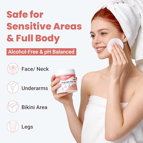 Ingrown Hair Treatment Pads - Salicylic & Glycolic Acid, 60 Pads