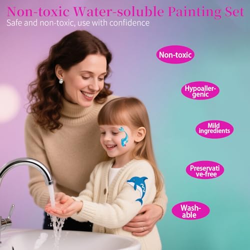 39 Color Face Painting Kit with Fluorescent Paint & Brushes