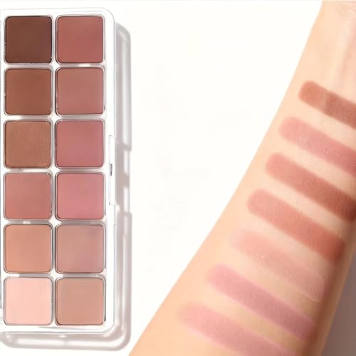 12 Color Eye Shadow Palette Matte Shimmer Eyeshadow Palette with 8 Soft Brushes Blendable Eye Shadow for Women Makeup Palette