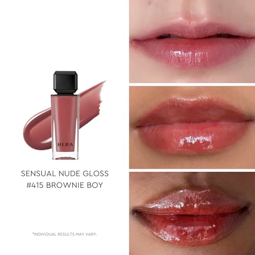 HERA Sensual Nude Lip Gloss #415 BROWNIE BOY - FELIX Picked | Volumizing Sheer & Glossy Finish, Non-sticky, Moisturizing and Hydrating, Korean Makeup, 0.17 oz. (5g)