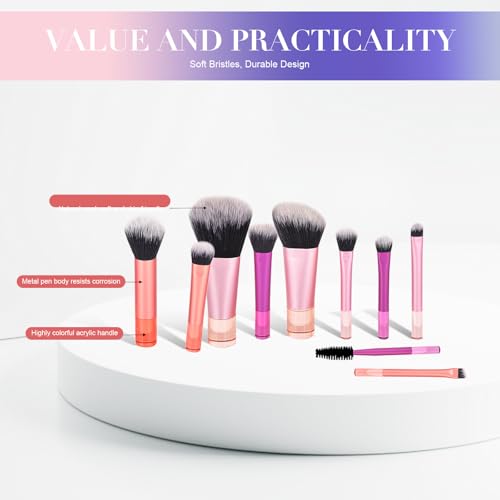 10-Piece Travel Makeup Brush Set with Pouch