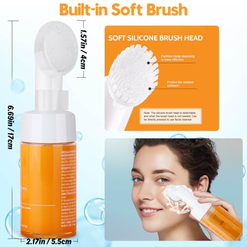 Kojic Acid Soap Set, Lemon Turmeric Kojic Acid Soap Bar & Tuemeric Facial Cleansing Mousse, Deep Cleansing for All Skin Types