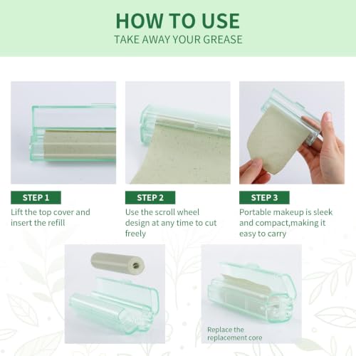 DUcare Oil Blotting Sheets Roll Green Tea Refillable 15M - Shine Control for Oily Skin