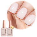 Beetles Milky White Jelly Gel Nail Polish Set - 2 Pieces, 15ml Each, Neutral Color