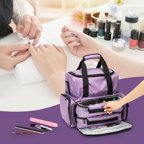 SANDARK Nail Case Holds 70 Bottles (15ml/0.5fl.oz) & Accessories, Purple