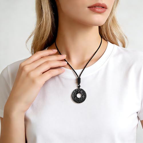 Black Obsidian Pendant Necklace for Men - Natural Healing Crystal