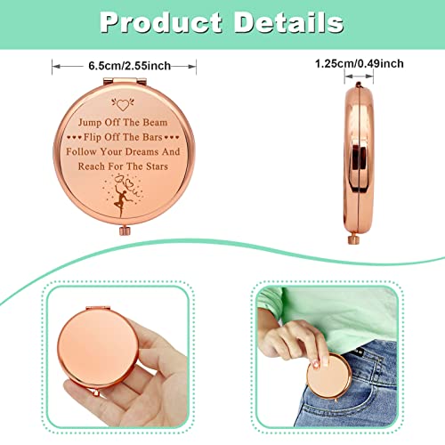 2 PCS Gymnastics Lover Gifts Encouragement Gift Compact Makeup Mirror Gymnastics Gifts Gymnast Inspirational Gift for Women Folding Makeup Mirror for Gymnasts Team Christmas Birthday
