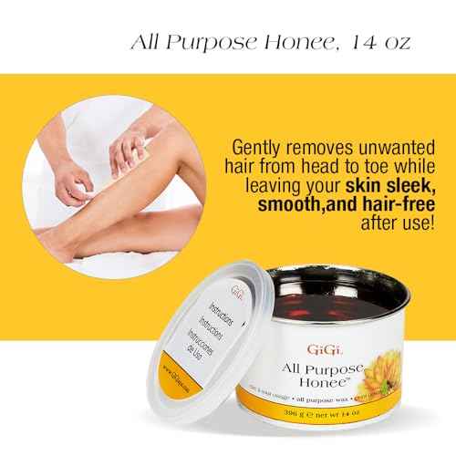 GiGi Student Starter Waxing Kit - All-Purpose Honee Hair Removal Wax Kit with Wax Warmer, Pre & Post Care, Muslin Strips, and Applicators - At-Home & Salon Use for Face, Body, Arms, and Legs
