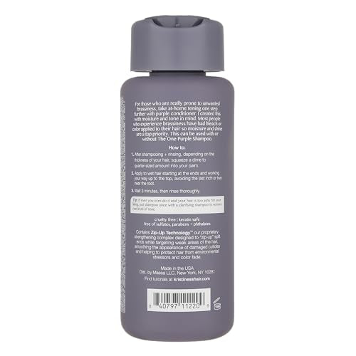 Kristin Ess Hair The One Purple Conditioner for Toning + Moisturizing Blonde Hair - Neutralizes Brass + Yellow Tones - Sulfate, Silicone and Paraben Free, Color + Keratin Safe, 10 fl. oz.