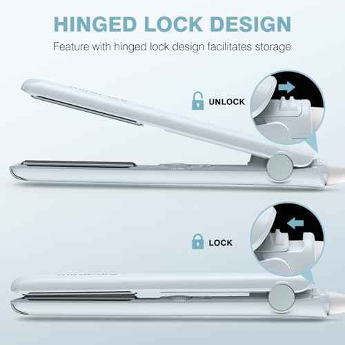 MiroPure 1 Inch Flat Iron, Hair Straightener with 30S Fast Heating & 60min Auto Shut-Off, Hair Straightener and Curler 2 in 1 with 3D Ceramic Floating Plates, Blue