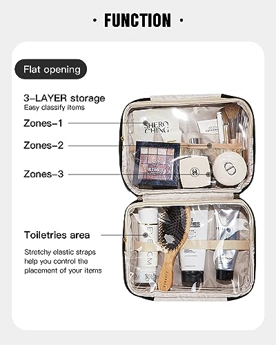 EACHY Black Travel Toiletry Bag with Hanging Hook, Waterproof Makeup Organizer
