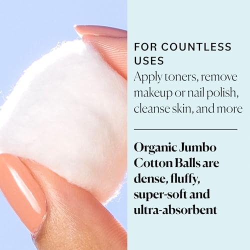 Sky Organics Jumbo Organic Cotton Balls - 100% Pure & Hypoallergenic, 100 ct