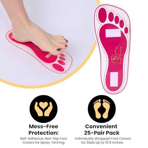25Pairs(50Feets) Disposable Stick Spray Tanning Feet Pads Perfect for preventing spray tan solution,Deluxe & Hygienic Spray Tan Feet Pads-Ideal for Salons and Spas or Home,Easy to Apply