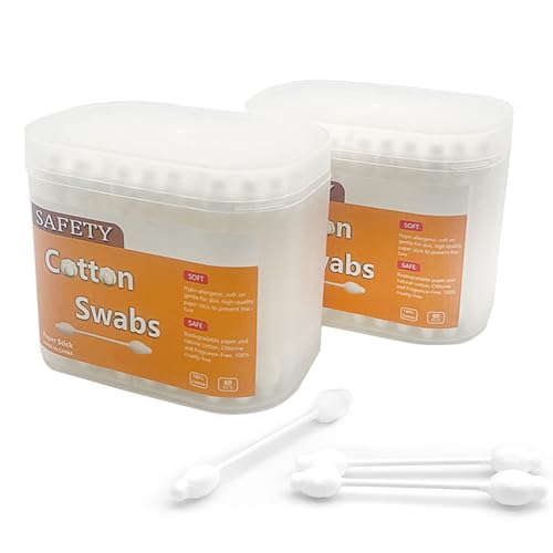 Baby Safety Cotton Swabs with Large Tip & Paper Sticks - 160 Count (2 Pack)