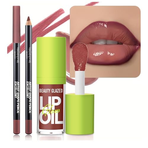 Beauty Glazed Lip Gloss & Lip Liner Set - Berry Brown Ombre