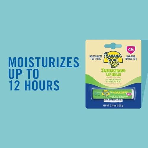Banana Boat Aloe Vera with Vitamin E Sunscreen Lip Balm, SPF 45, 0.15 Ounces each (Value Pack of 3)