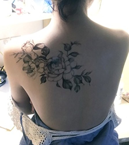 DaLin Temporary Tattoos - Black Rose Flowers 4 Sheets