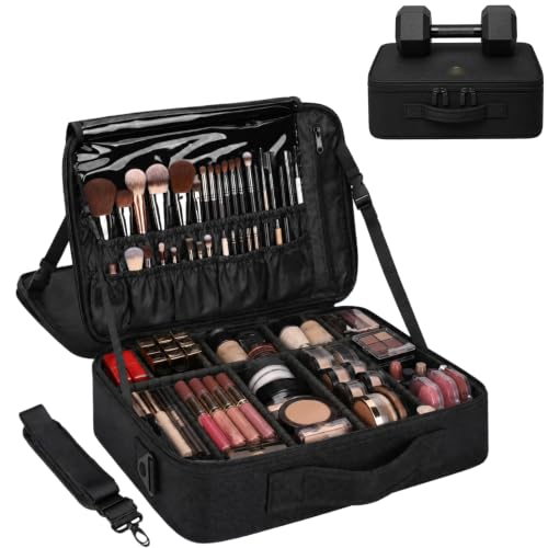 Large 3-Layer Makeup Case with 10 Dividers