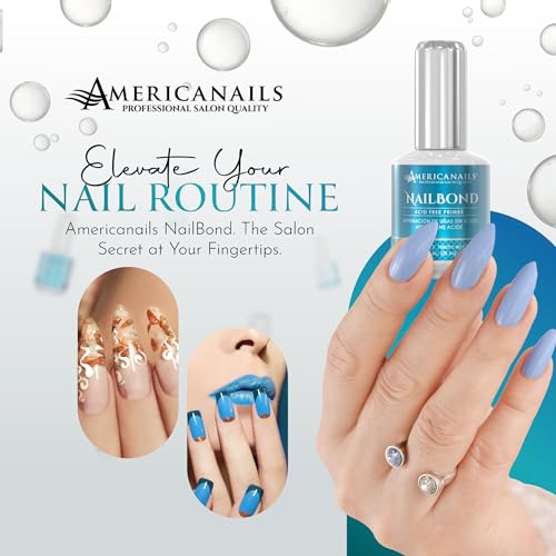 Americanails Nail Prep Duo, NailDry Dehydrator & NailBond Acid-Free Primer - Flawless, Long Wear, Long-Lasting Manicure, Gentle Adhesion, Skin-Friendly, Salon-Worthy, Effortless Application, 0.5oz