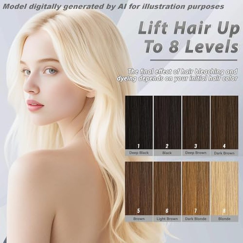 Ammonia-Free Hair Bleach Cream Kit - Lifts 8 Levels