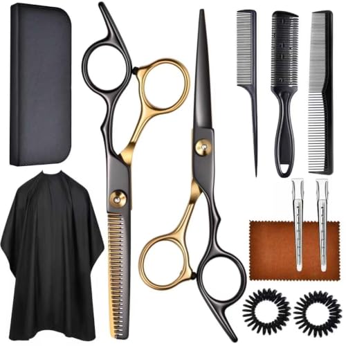12 Pcs Hair Cutting Scissors Kit - 6.5 Inch VG10 Steel Shears for Salon & Home Use