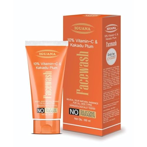 Iguana 10% Vitamin C Face Wash with Kakadu Plum | Skin Brightening Facial Cleanser for Dull & Uneven Skin Tone | Silicone-Free & Paraben-Free Gentle Formula | 100ml (3.38 fl oz)