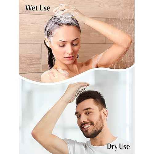 HEETA Hair Scalp Massager for Hair Growth, Shampoo Brush, Scalp Scrubber Exfoliator with Soft Silicone Bristles for Dandruff Removal to Relieve Stress, Wet Dry Use Updated Material, Beige