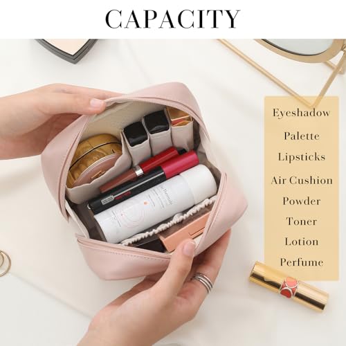 Small Cosmetic Bag Zipper Pouch Travel Makeup Bag for Women Portable Lipstick pouch Purse Waterproof Makeup Organizer Great Gifts Pink