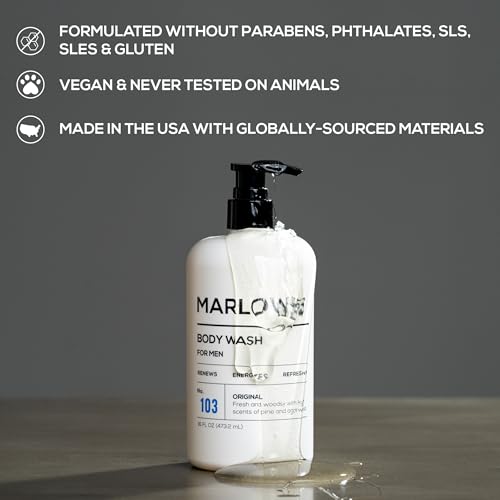 MARLOWE. Men's Body Wash & Face Cleanser Bundle ? Refreshing Wash with Natural Extracts + Purifying Daily Cleanser